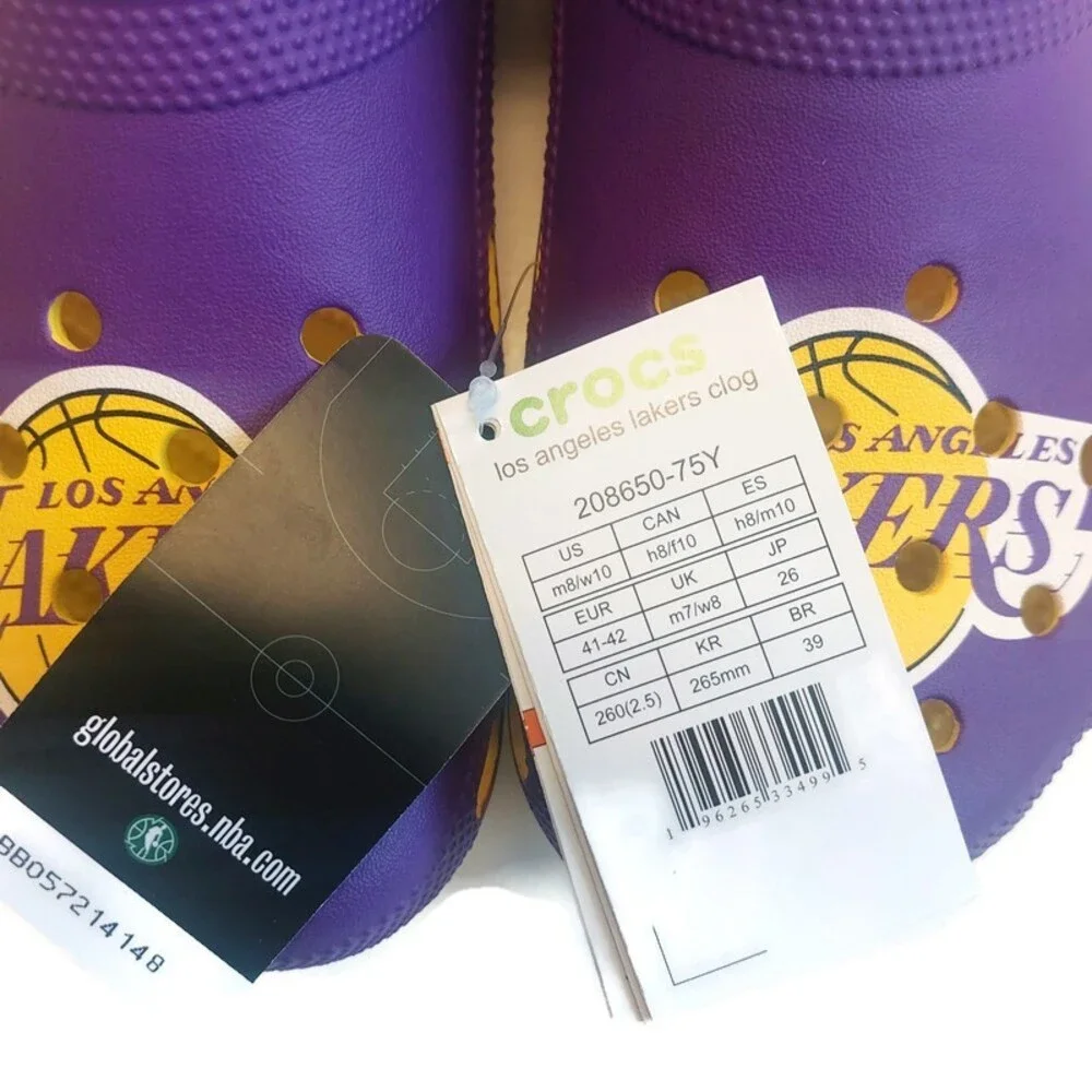 CROCS Mens 8 Womens 10 Slip On Clogs Los Angeles Lakers Sandal Shoes Purple Gold